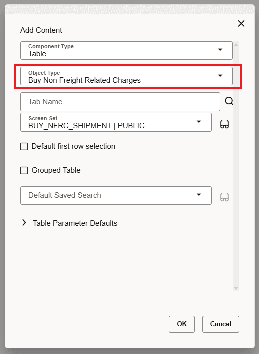 Buy Non Freight Related Charges Table Option