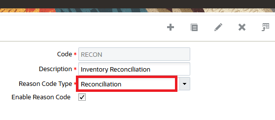 Reason Code Type - Reconciliation