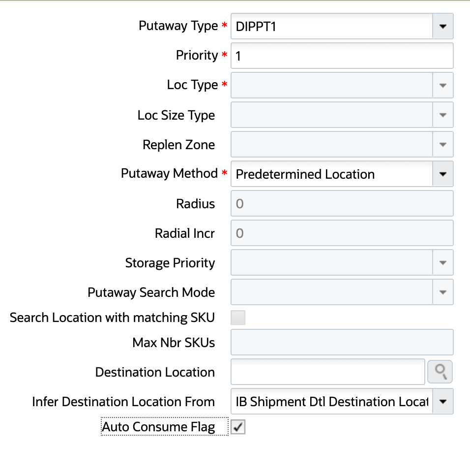 Putaway Priority Set Up