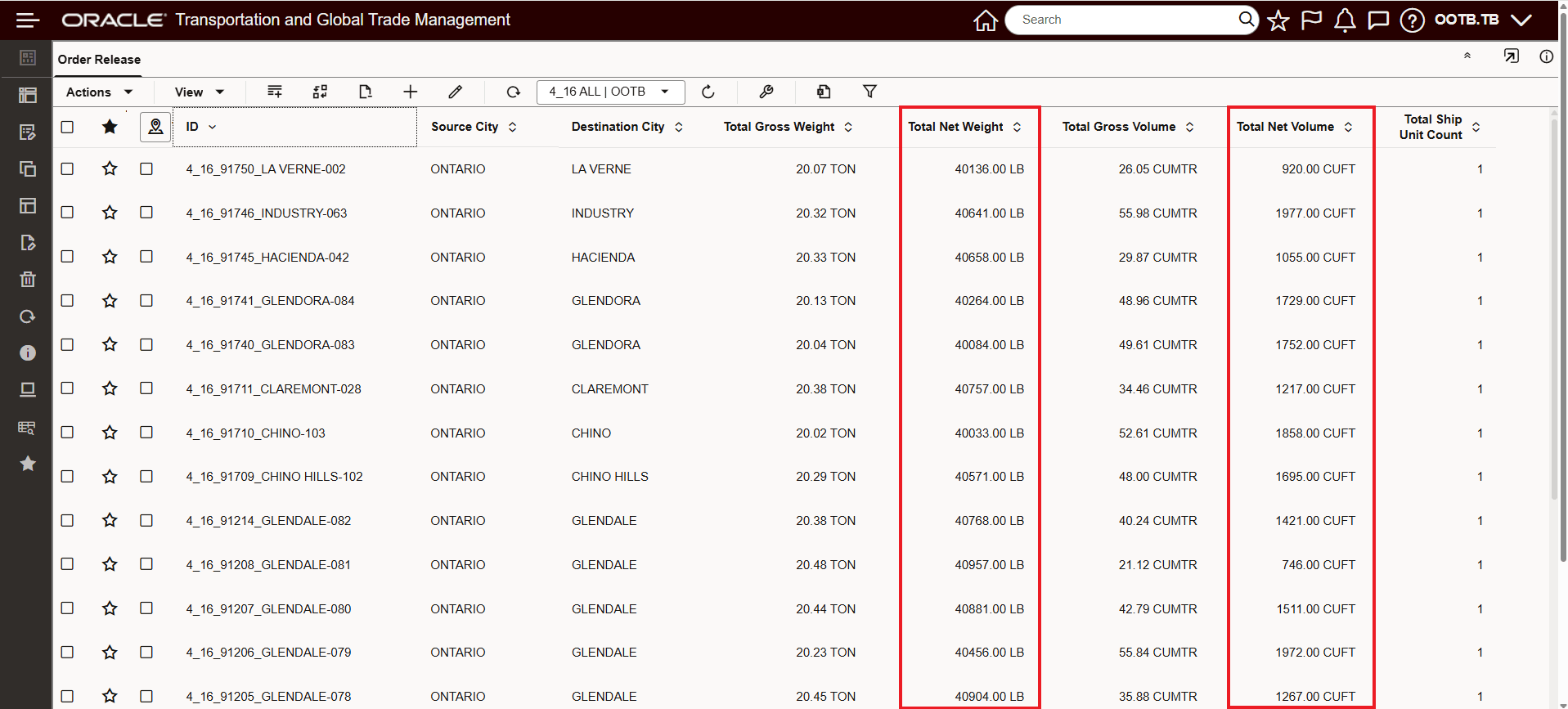 Enhanced Workbench  - As Entered UOM View for Total Net Weight and Total Net Volume