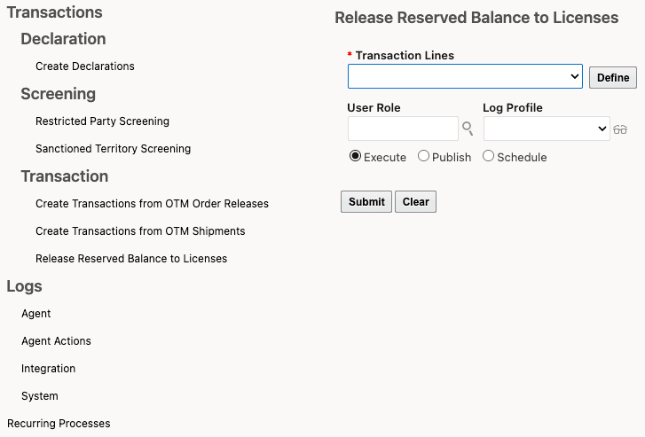 Process Management - Release Reserved Balance to Licenses