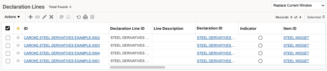 Declaration Line Finder Results