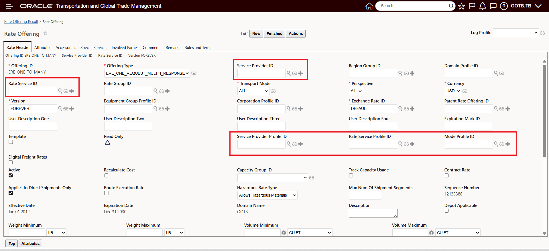 Configured Rate Offering Type Field Validation and Processing Considerations
