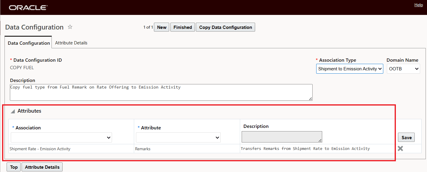 Data Configuration Change - "Shipment Rate - Emission Activity"