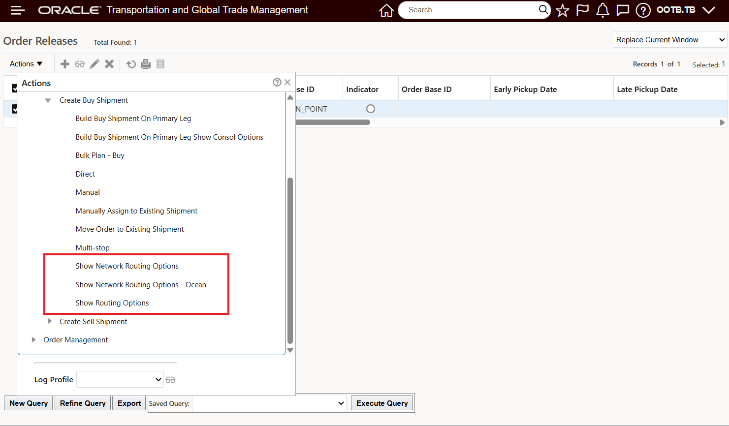Create Buy Shipment Actions Controlled by the Disable Routing Planning User Preference