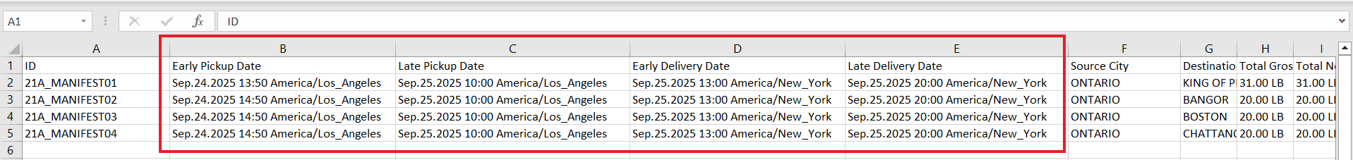 Export - 24-hour Time Format