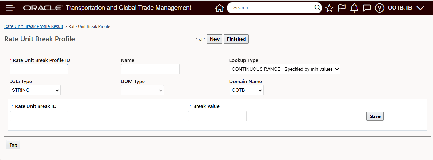 Rate Unit Break Profile