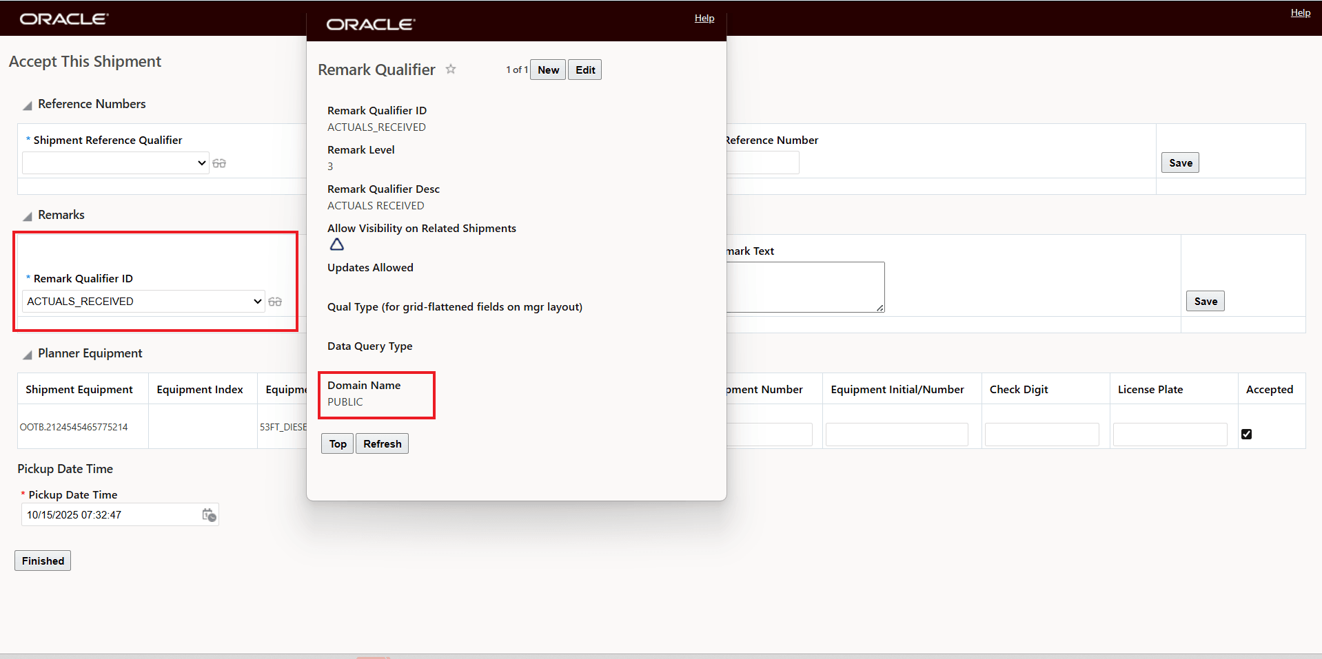 PUBLIC Shipment Remark Qualifier