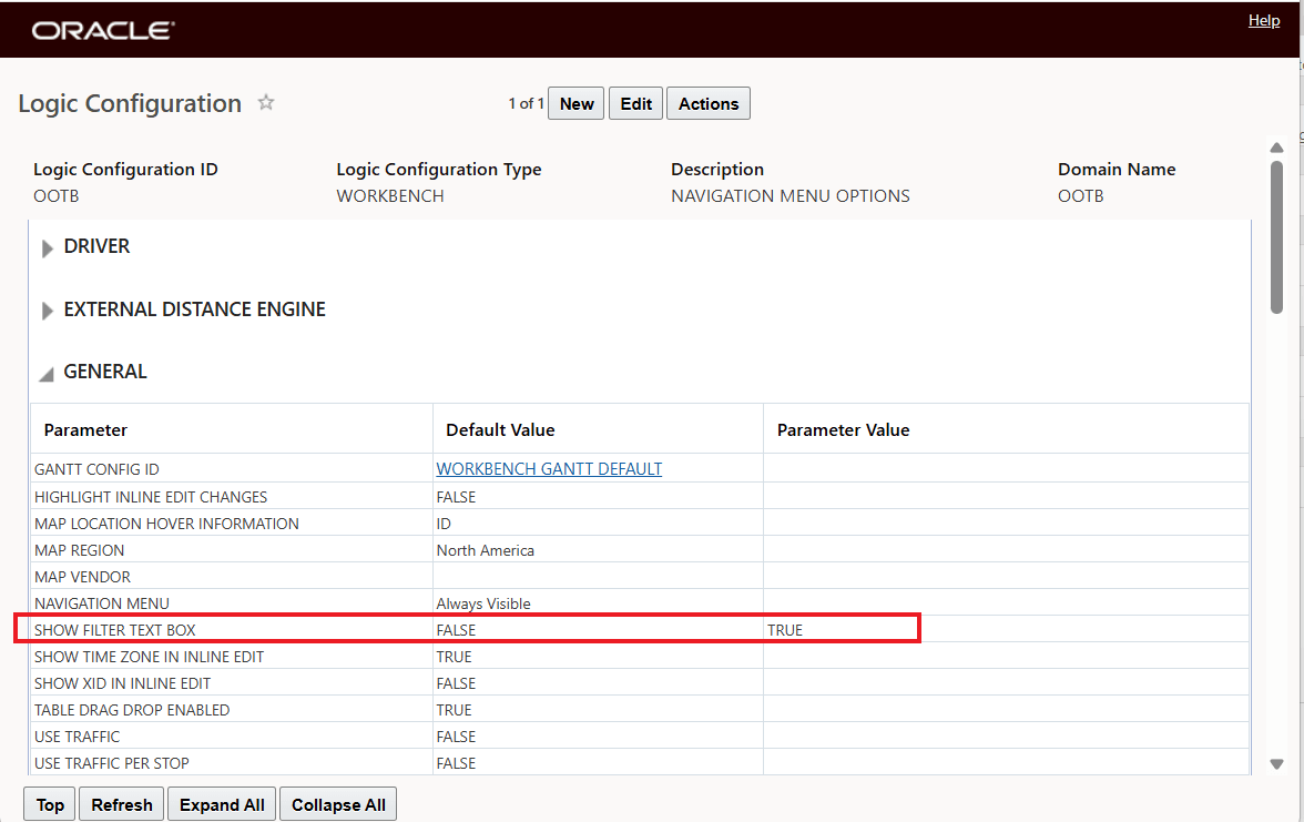 Workbench Logic Configuration Parameter Show Filter Text Box Set to True