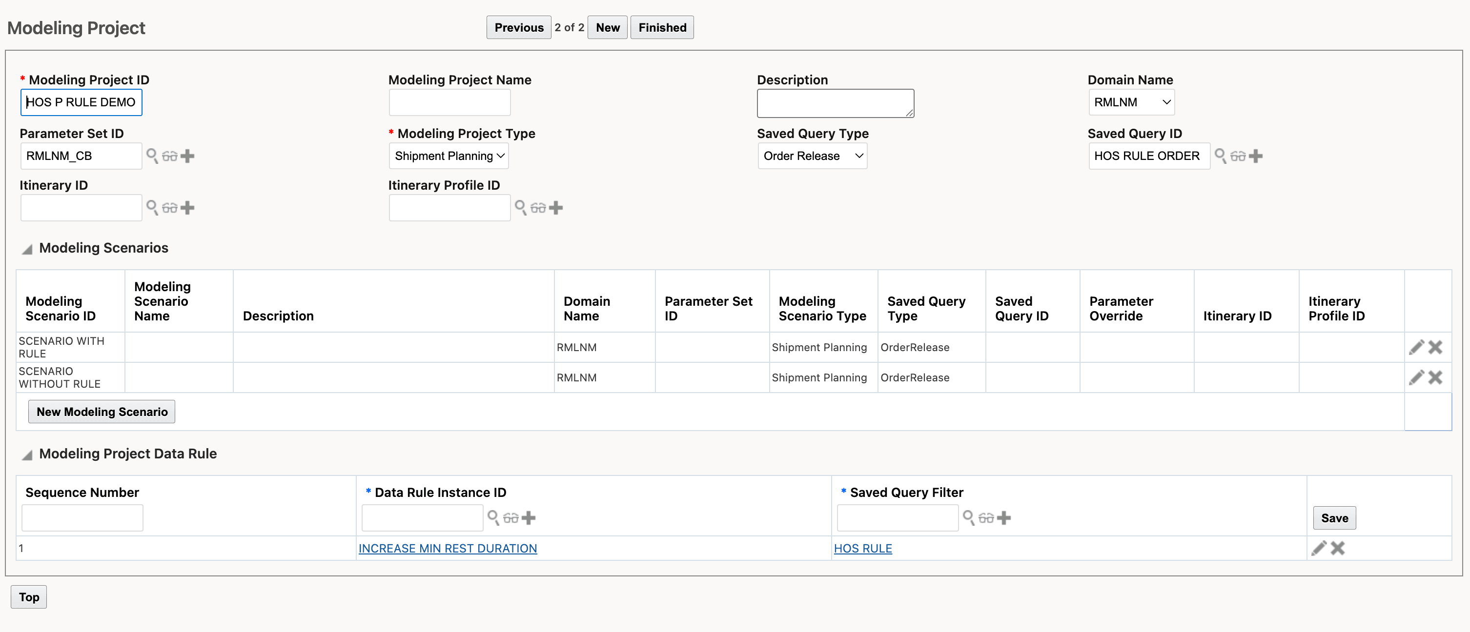 New/Edit Modeling Project Screen