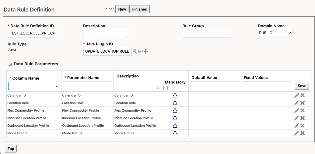 Location Role Profile Calendar Data rule