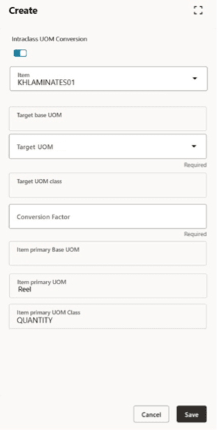 Toggle to Intraclass UOM Conversion