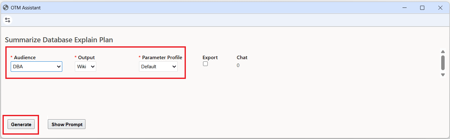 Summarize Database Explain Plan  - Defaults
