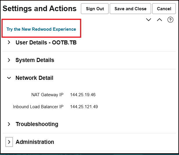 Settings and Actions Try the New Redwood Experience
