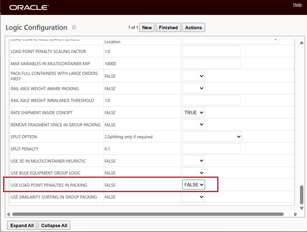 Parameter - Use Load Point Penalties In Packing - False