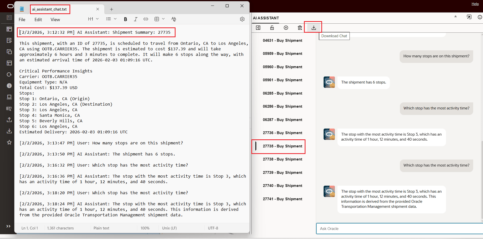 Download Chat - Download Selected Summary Chat