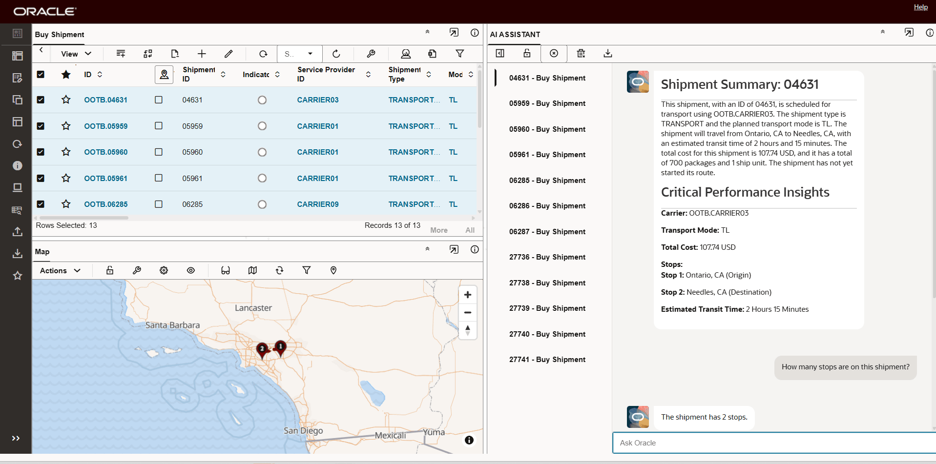 Remove Selected Shipment 27735 - Removed