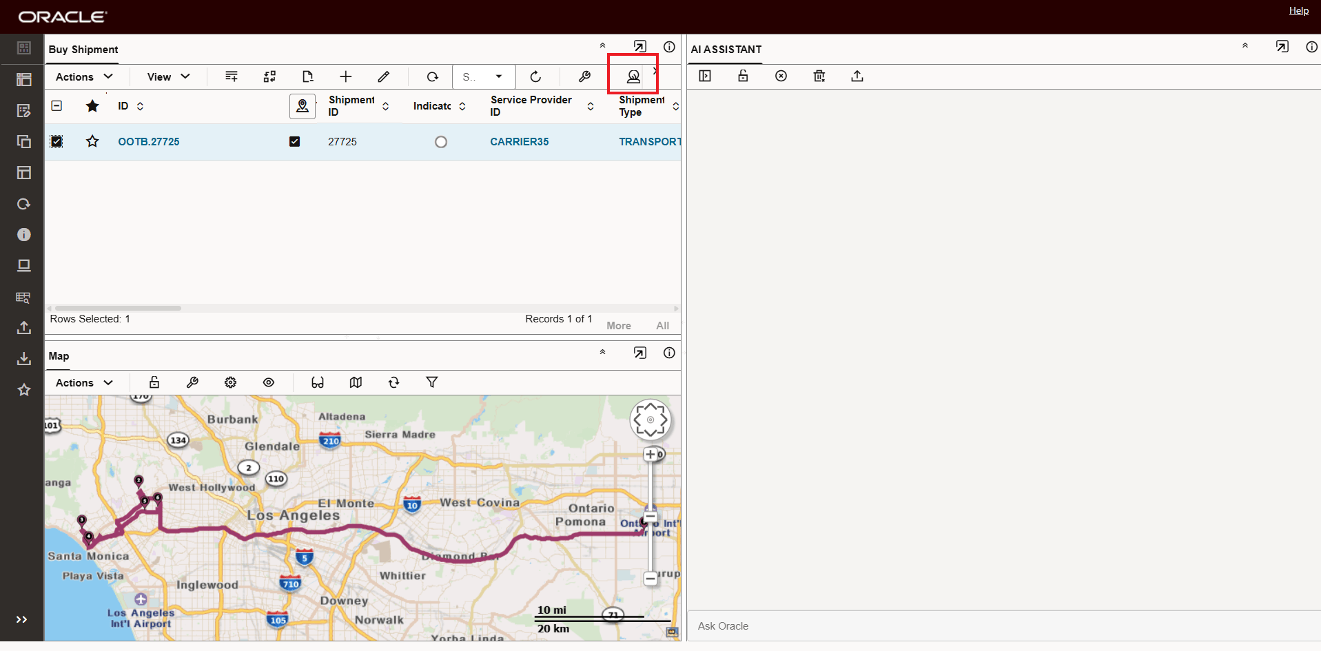 Initiate Shipment Summary Using AI Assistant Icon
