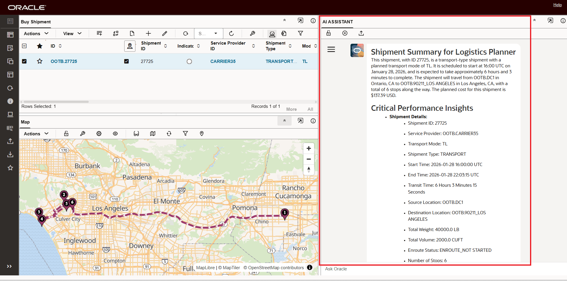 AI Assistant - Shipment Summary