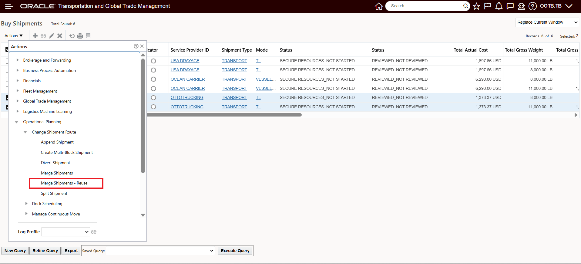 Merge Shipments - Reuse Action