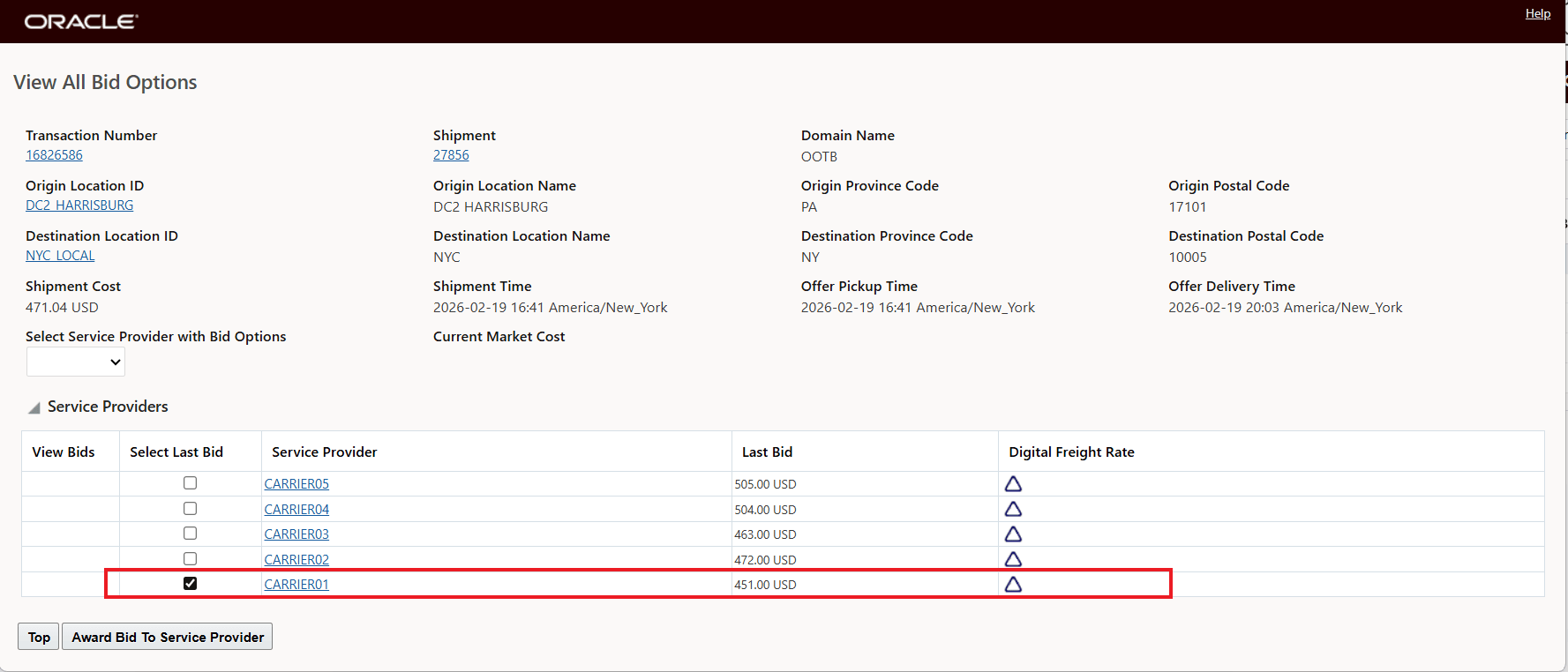 View All Bid Options - Final Bid Carrier01