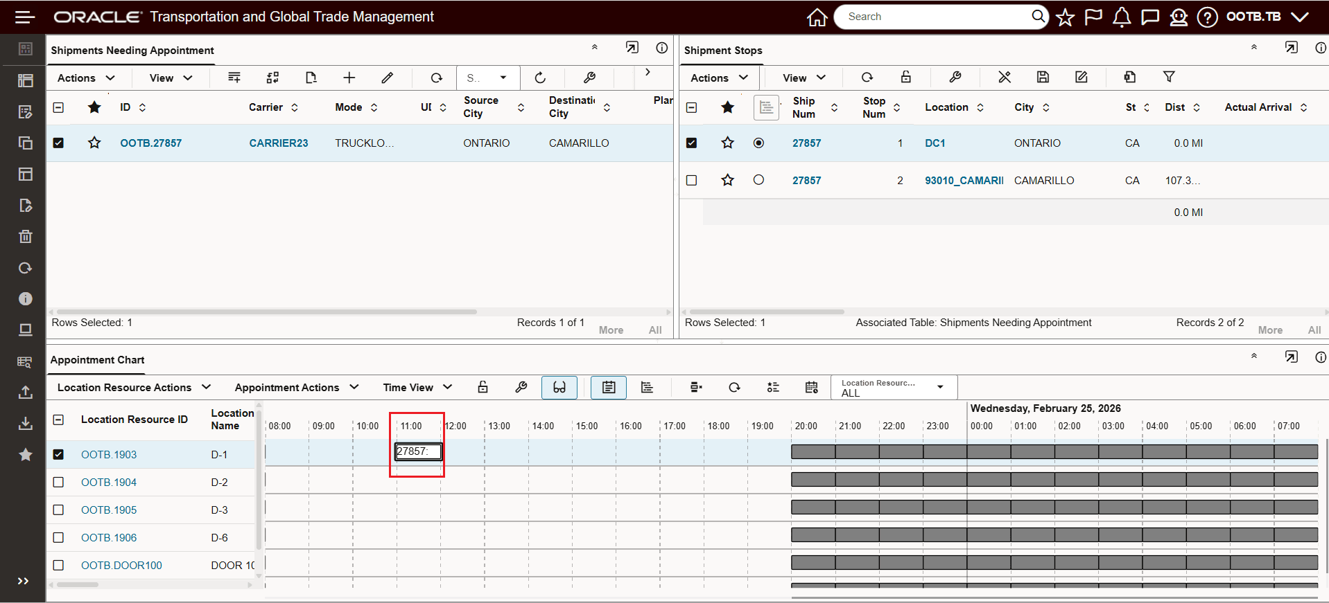 Current Time Appointment Slot Assigned