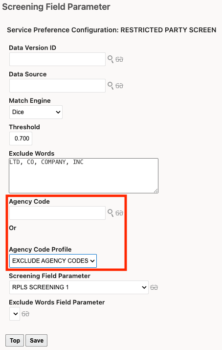 Service Preference with Agency Code Profile