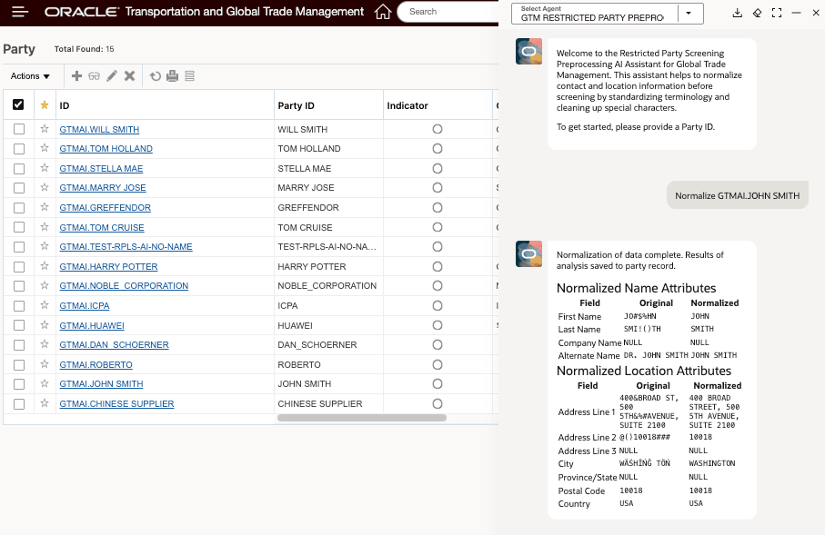 GTM Restricted Party Preprocessing Agent Results