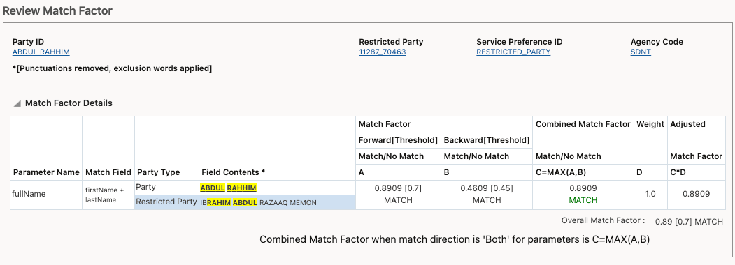 Party - Review Match Factor Action