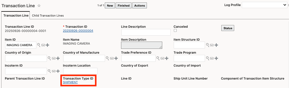 Transaction Line - Transaction Type ID