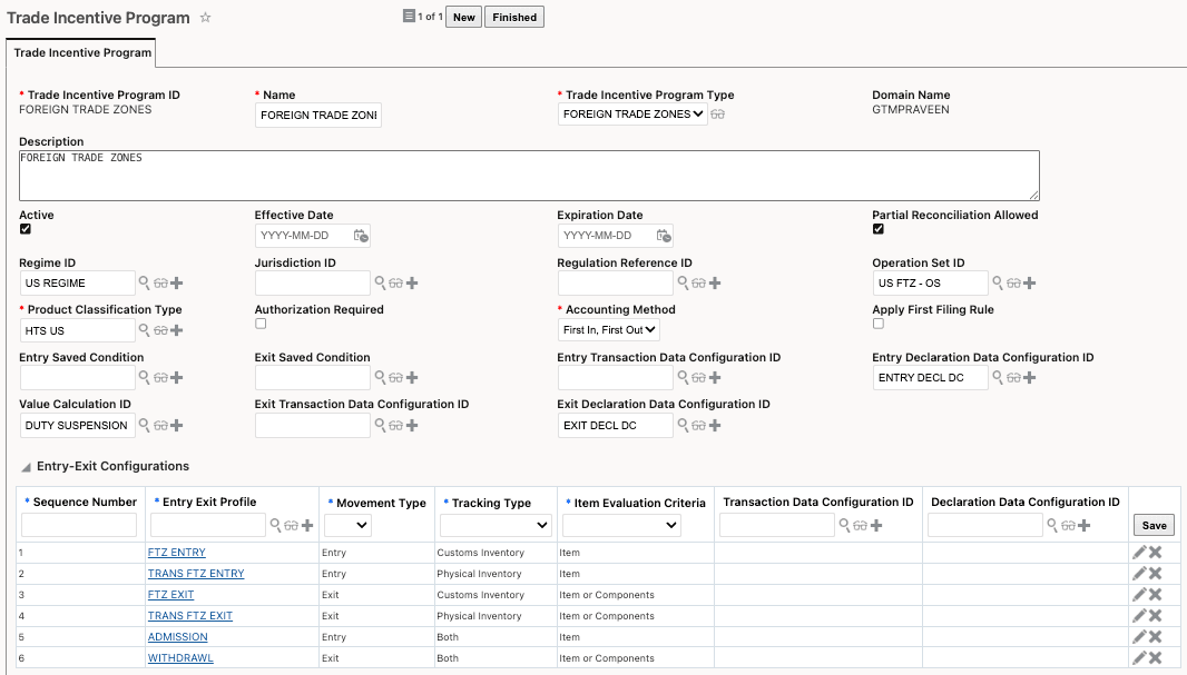 Trade Incentive Program with Exit Data Configuration