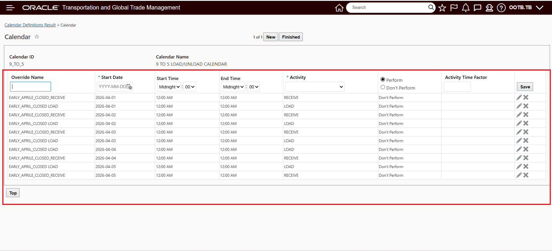 Created Override Records - Multi-Day Duration