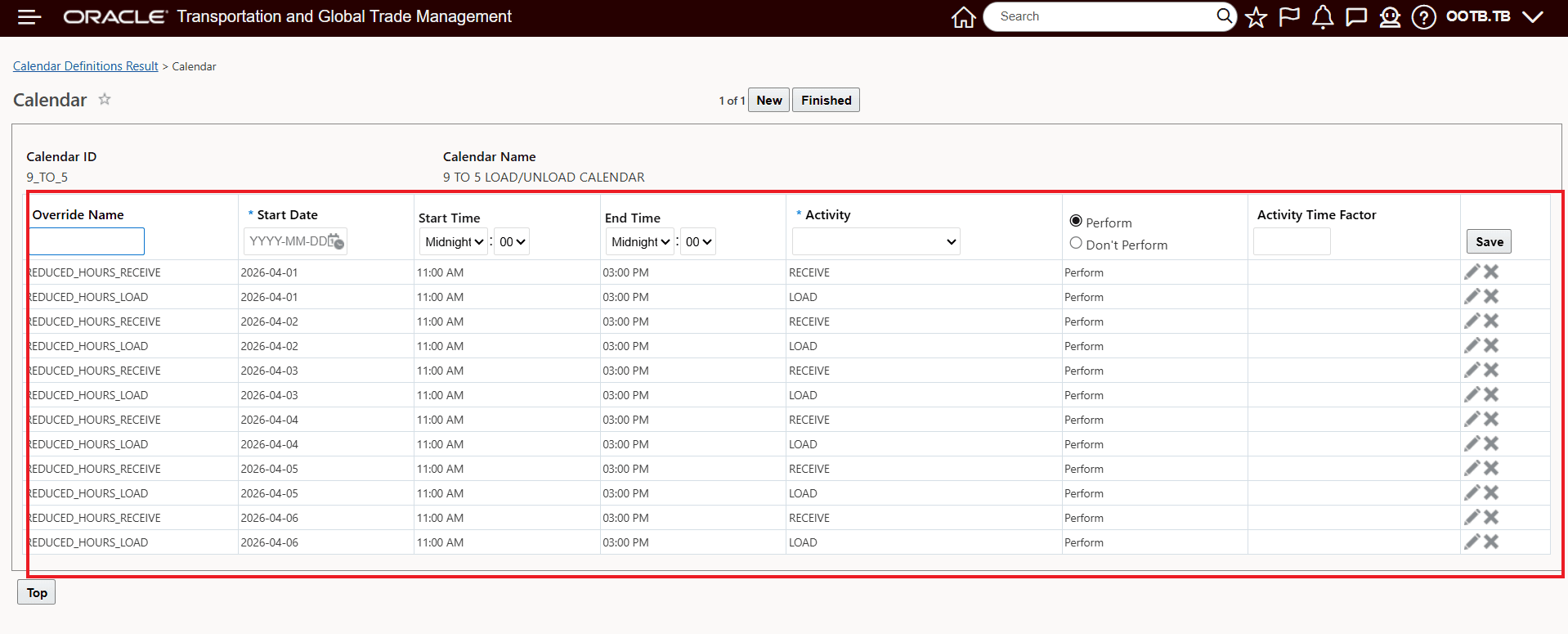 Created Override Records - Multi-Day Duration With Use Calendar Hours