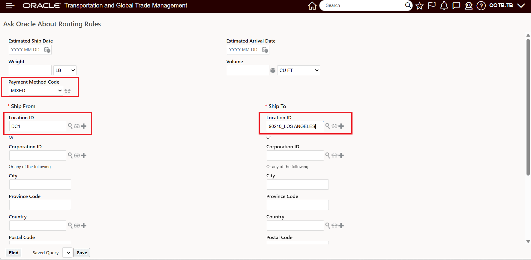 Ask Oracle About Routing Rules - Request