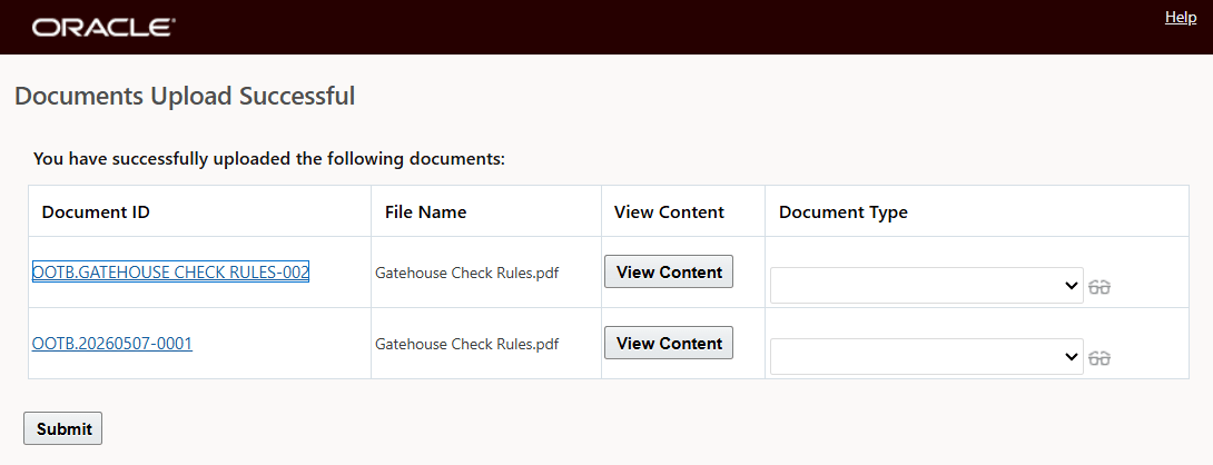 Upload Document for Tendered Shipment Action Preview step