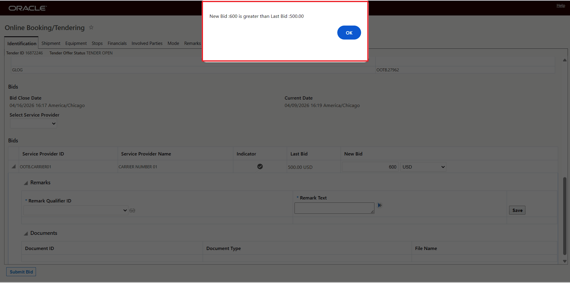 New Higher Bid Not Allowed