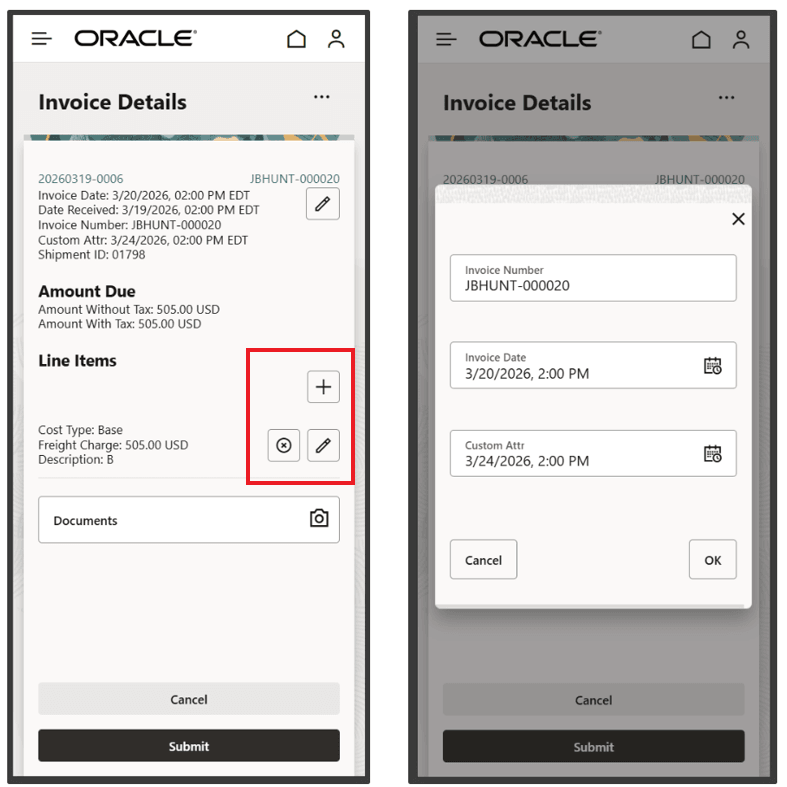 Editable Invoice Fields
