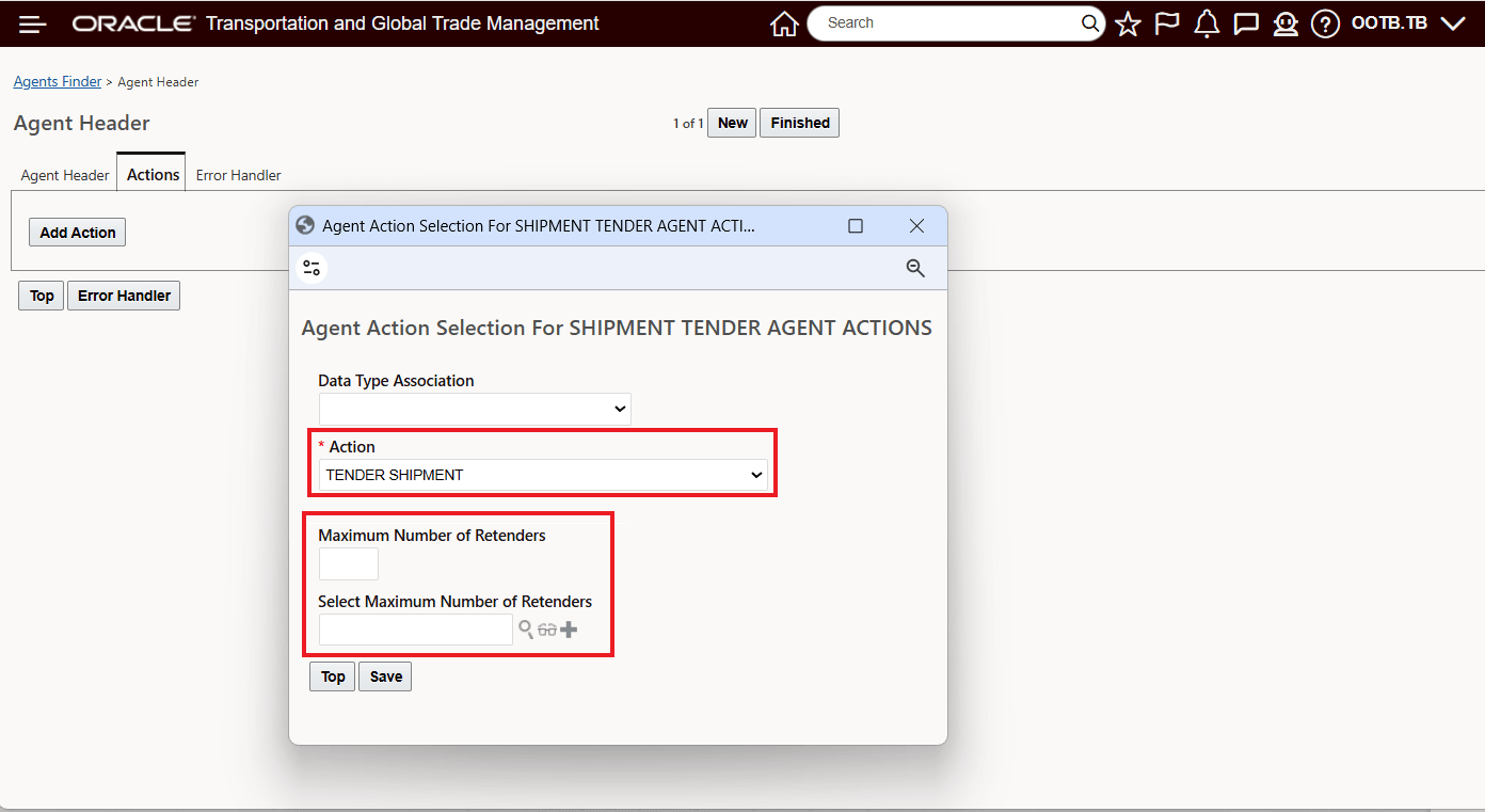 Agent Action Tender Shipment