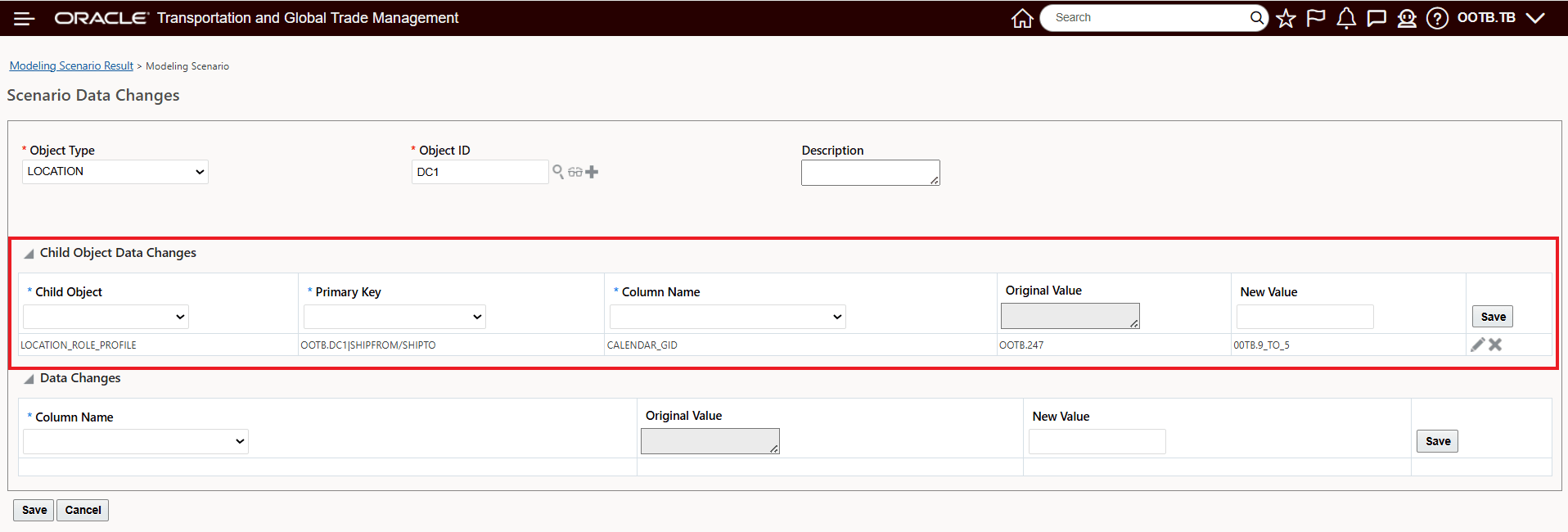 Child Object Data Changes Example Location Role Calendar