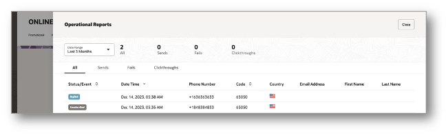 Screen capture showing the functionality to capture phone number and consent when keyword is received from phone numbers not in Eloqua database