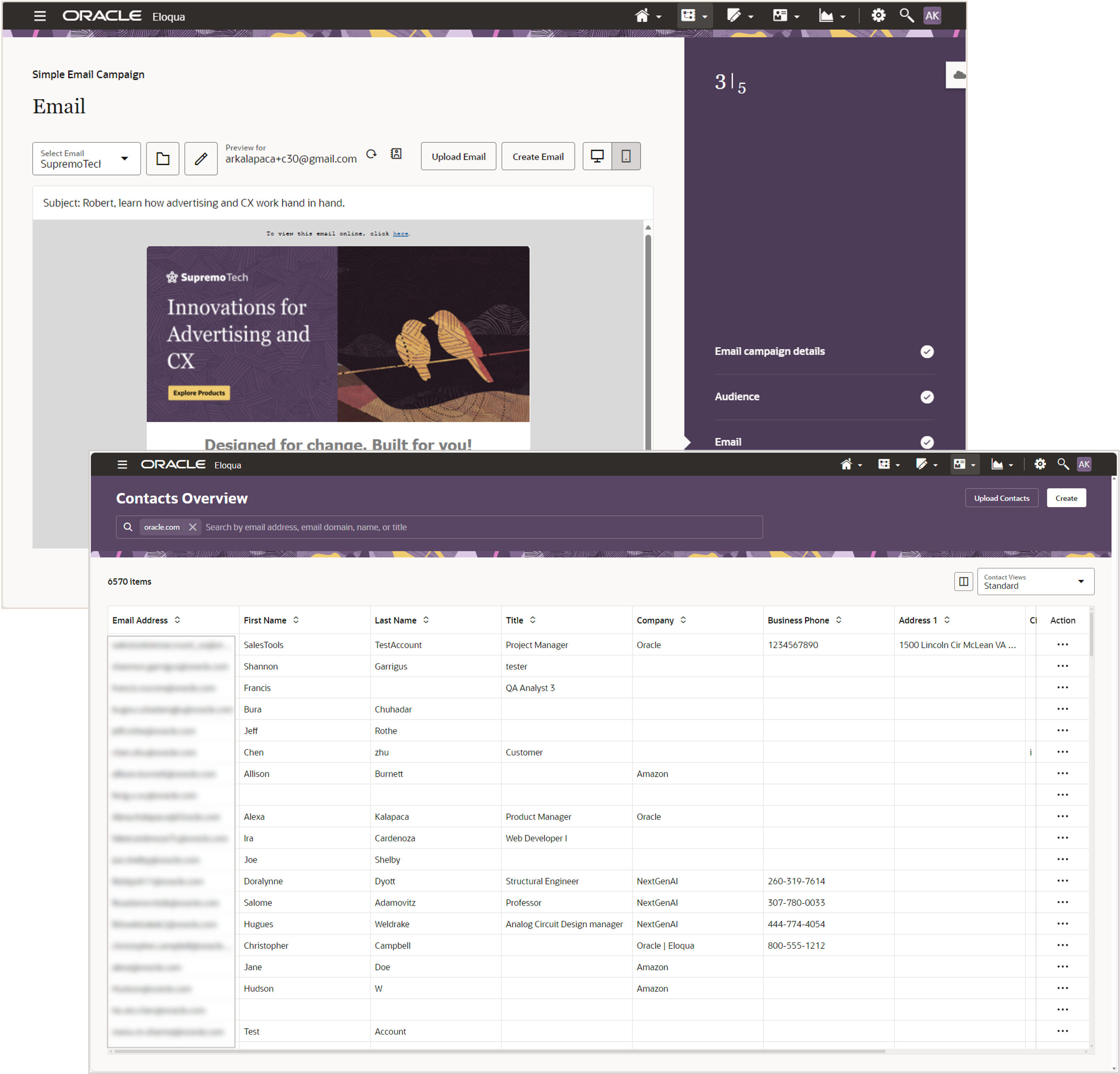 Simple Email Campaigns and Contacts Overview