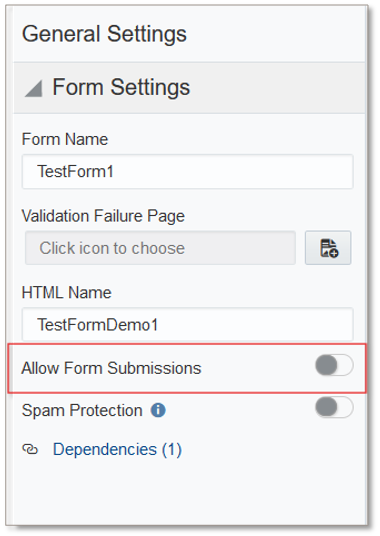 Toggle to Allow/Disable Form Submissions