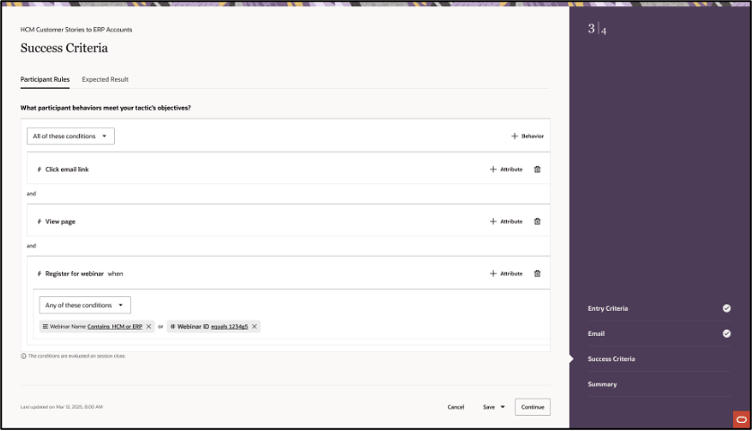 Configuring Success Criteria