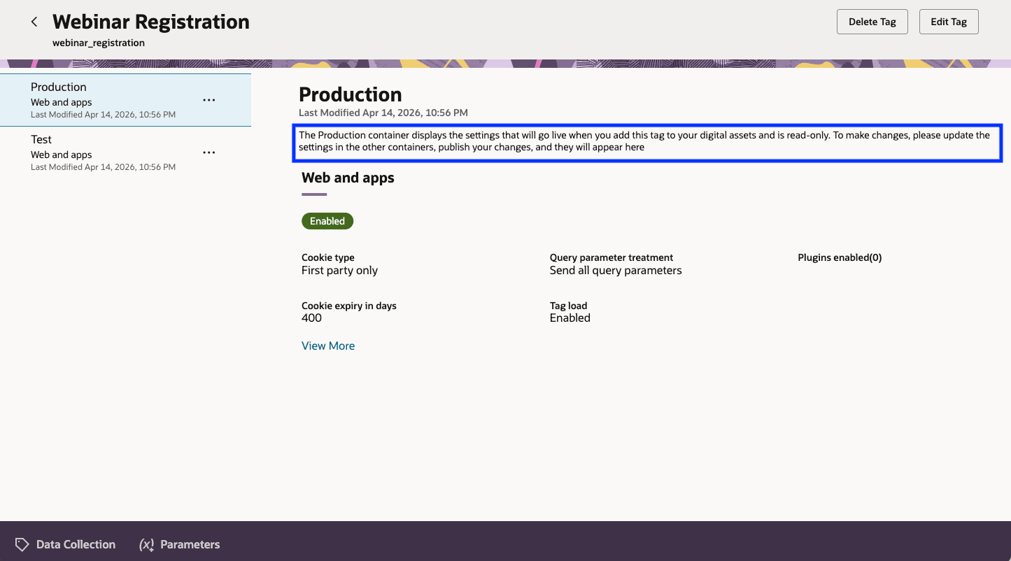 Preview of Tag Details Page
