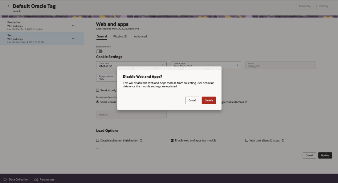 Disable Web and Apps confirmation