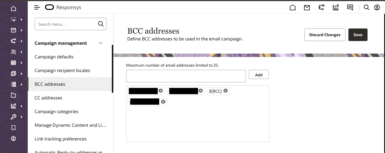 Self-Administration of BCC Addresses