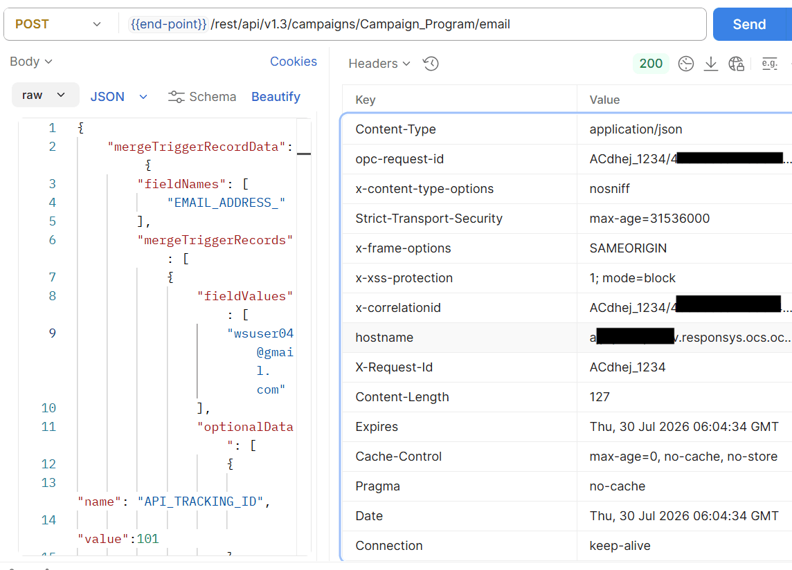 Sample synchronous response