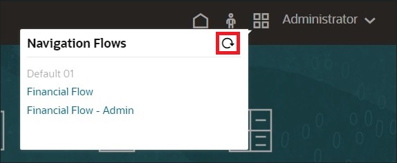 Navigation Flows Menu with the Reload Navigation Flows icon