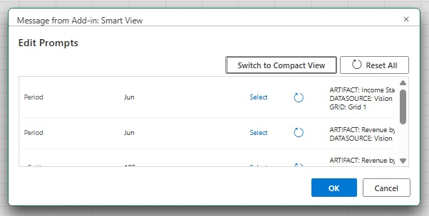 Edit Prompts Dialog in Full Mode, with Show Compact View Button
