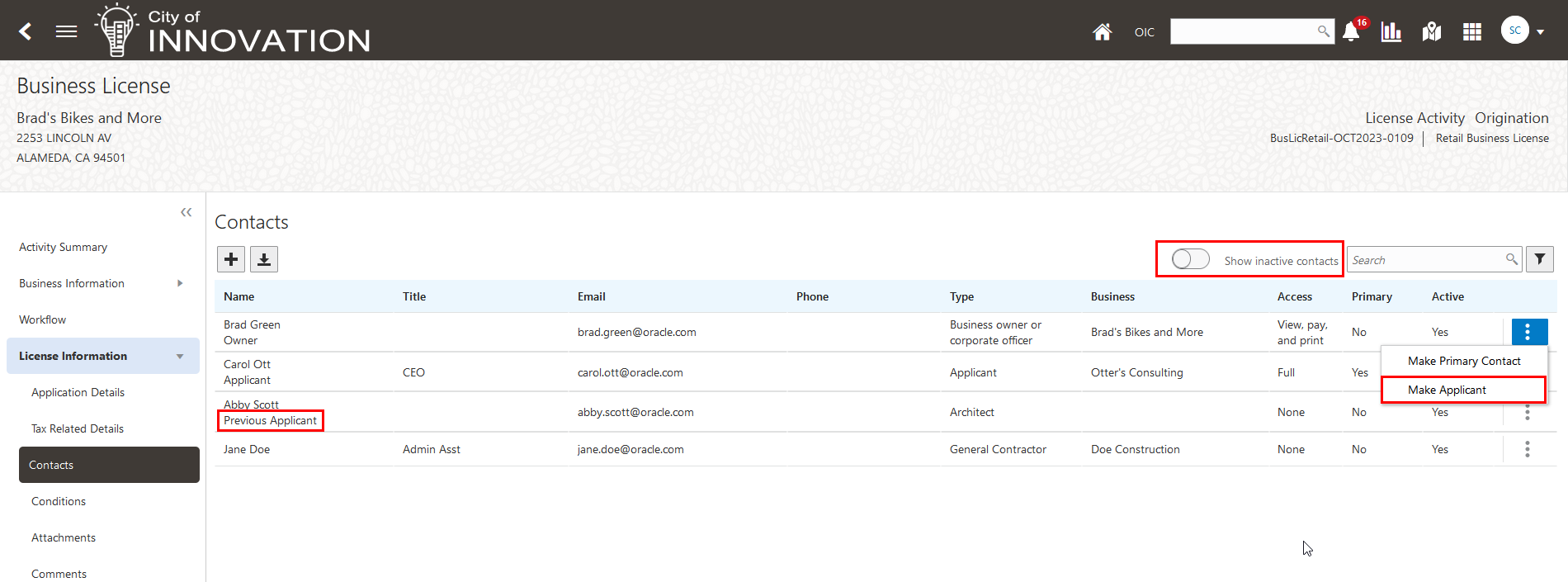 Contacts Page with New Elements